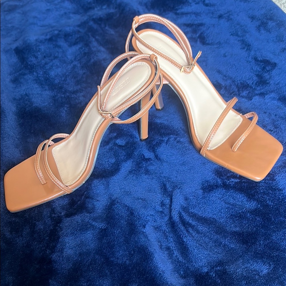 JustFab Nude Strappy Heels